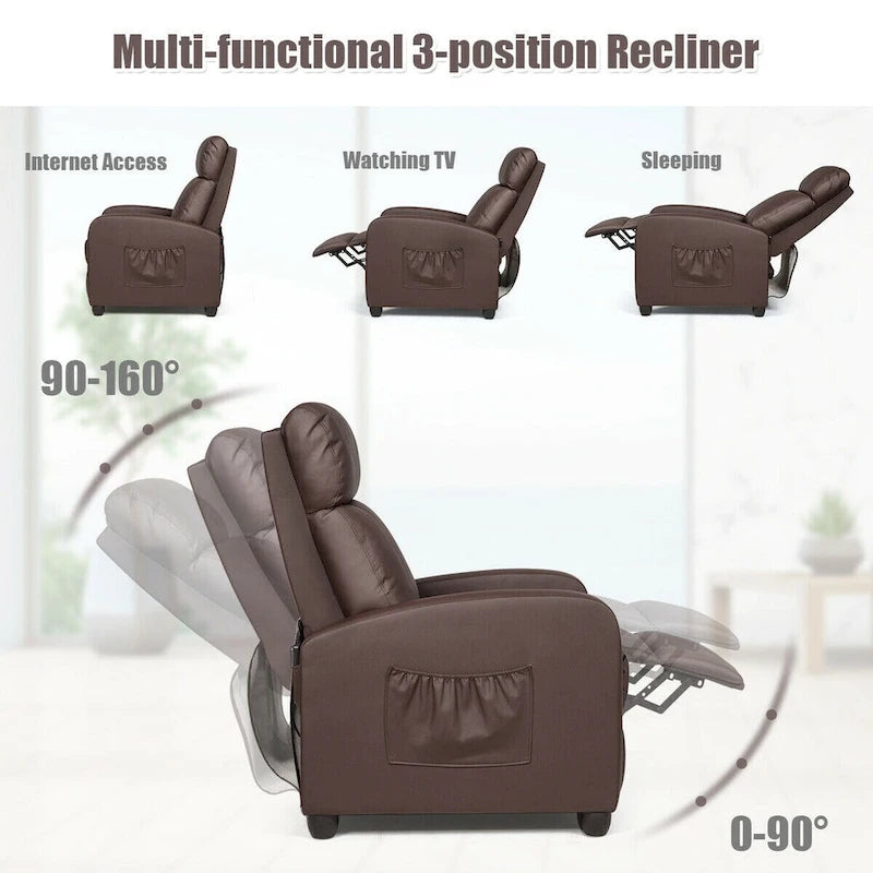 Fauteuil de massage inclinable Gymax, canapé une place rembourré avec repose-pieds