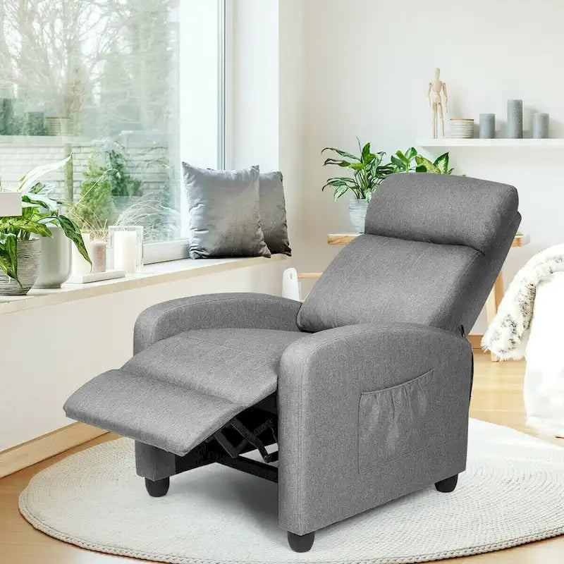 Fauteuil de massage inclinable Gymax, canapé une place rembourré avec repose-pieds