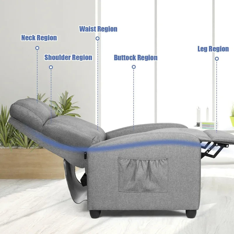 Fauteuil de massage inclinable Gymax, canapé une place rembourré avec repose-pieds