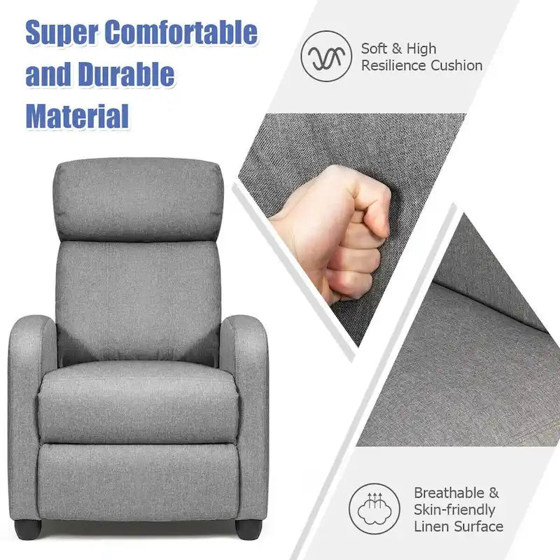 Fauteuil de massage inclinable Gymax, canapé une place rembourré avec repose-pieds