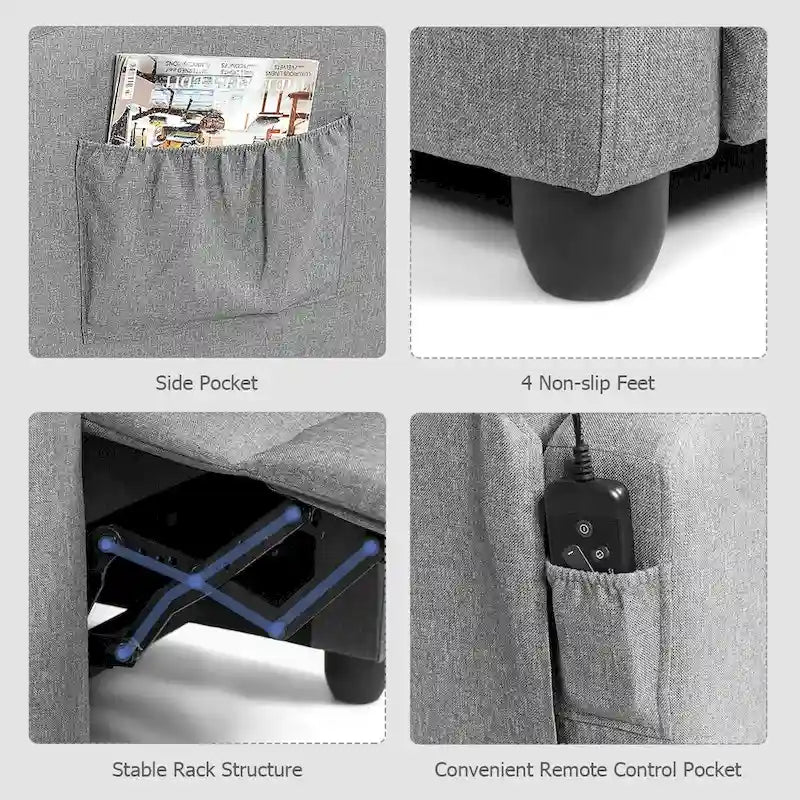 Fauteuil de massage inclinable Gymax, canapé une place rembourré avec repose-pieds