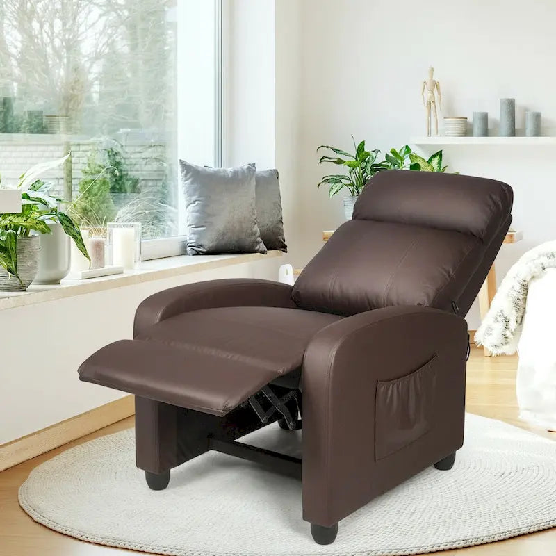 Fauteuil de massage inclinable Gymax, canapé une place rembourré avec repose-pieds