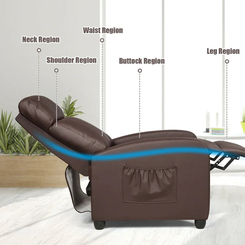 Fauteuil de massage inclinable Gymax, canapé une place rembourré avec repose-pieds