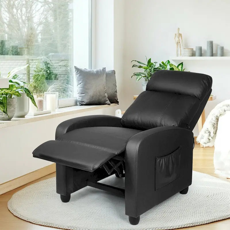 Fauteuil de massage inclinable Gymax, canapé une place rembourré avec repose-pieds