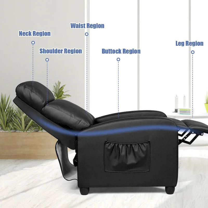 Fauteuil de massage inclinable Gymax, canapé une place rembourré avec repose-pieds