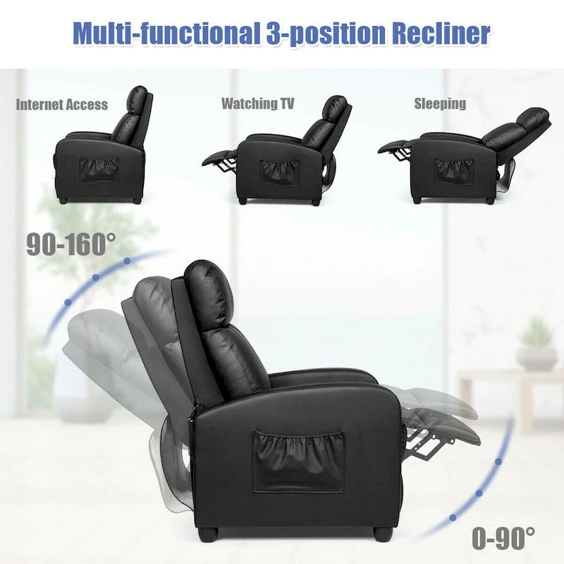 Fauteuil de massage inclinable Gymax, canapé une place rembourré avec repose-pieds