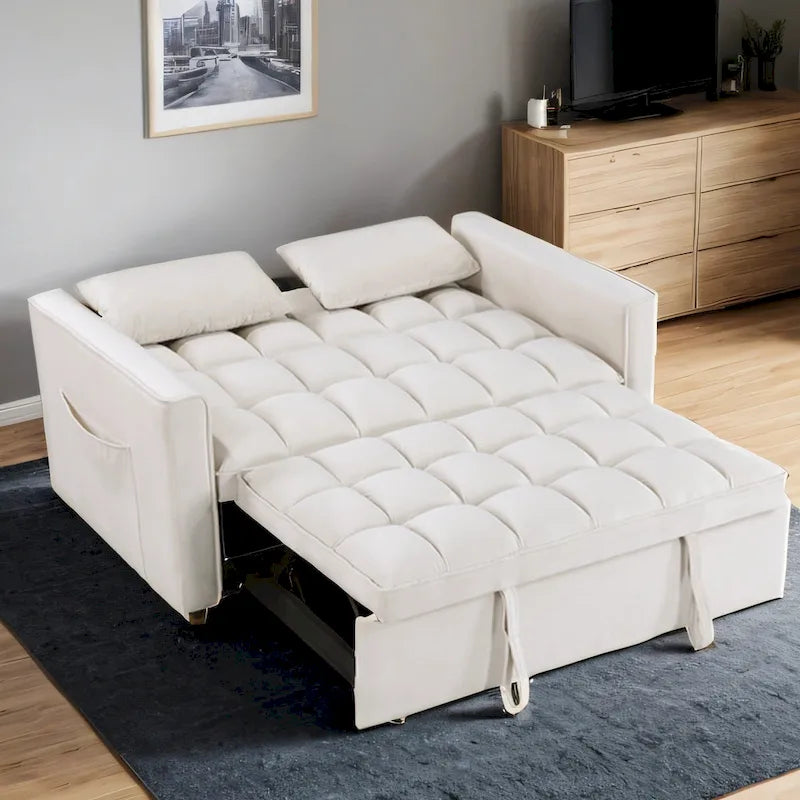 Canapé-lit convertible moderne capitonné 2 places - 173 cm (L) x 140 cm (l) x 51 cm (H)