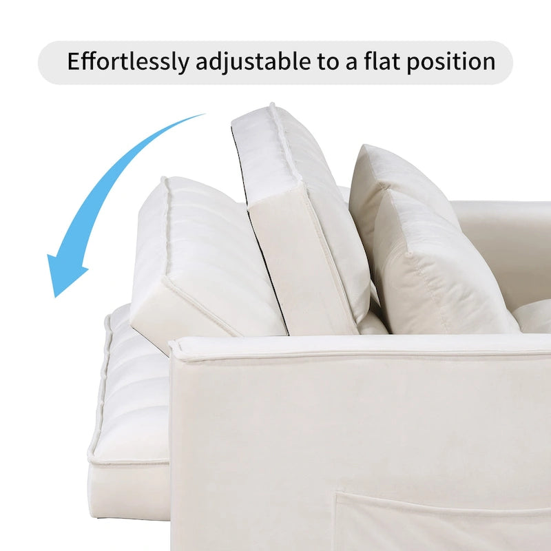 Canapé-lit convertible moderne capitonné 2 places - 173 cm (L) x 140 cm (l) x 51 cm (H)