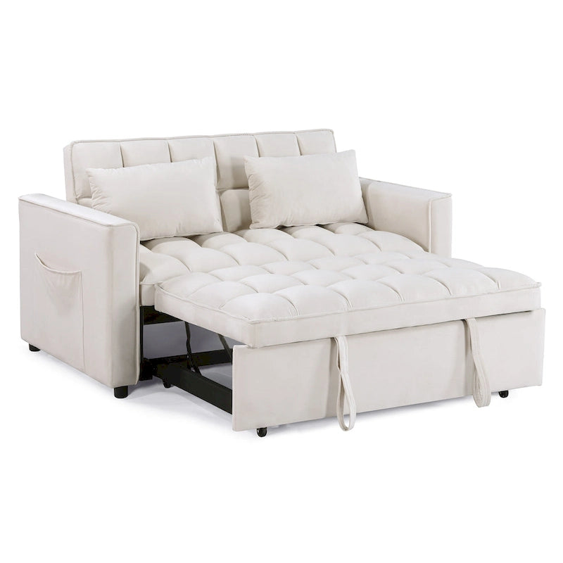 Canapé-lit convertible moderne capitonné 2 places - 173 cm (L) x 140 cm (l) x 51 cm (H)