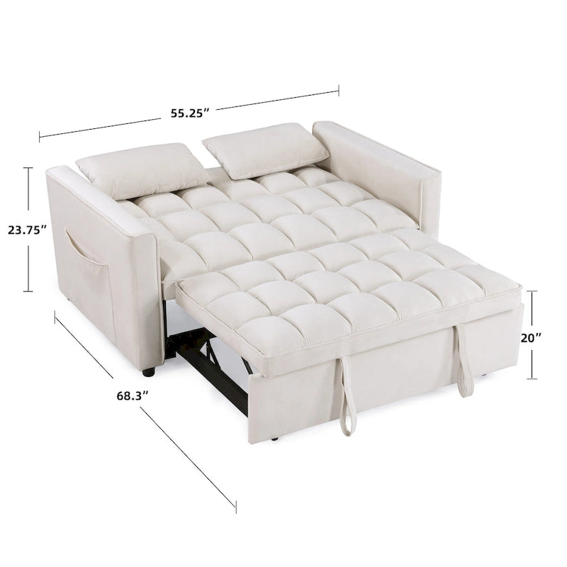 Canapé-lit convertible moderne capitonné 2 places - 173 cm (L) x 140 cm (l) x 51 cm (H)