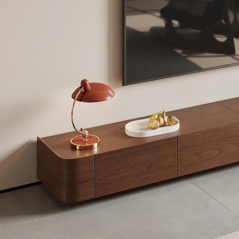 Meuble TV moderne du milieu du siècle, 4 à 6 tiroirs, console multimédia en bois massif marron