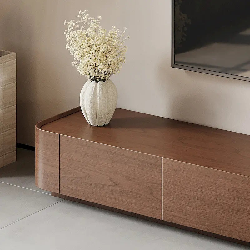 Meuble TV moderne du milieu du siècle, 4 à 6 tiroirs, console multimédia en bois massif marron