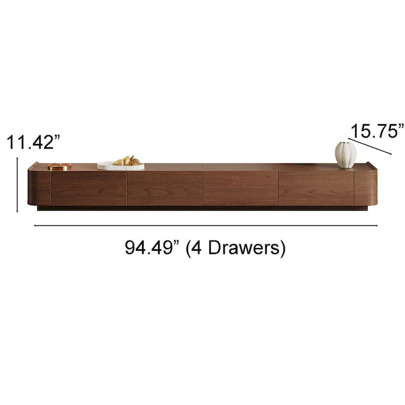 Meuble TV moderne du milieu du siècle, 4 à 6 tiroirs, console multimédia en bois massif marron