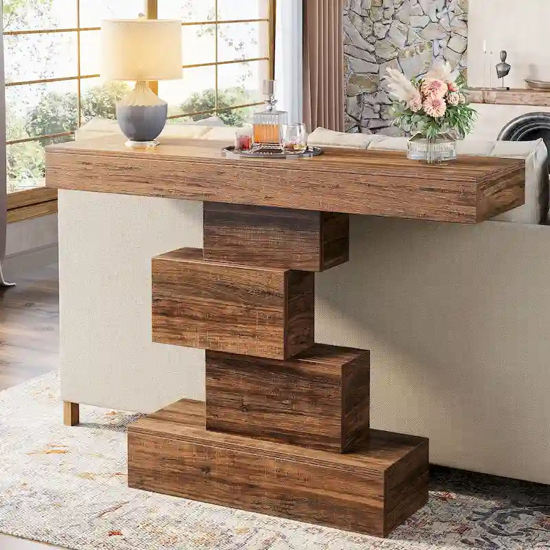 Console/table basse de style ferme en bois de 42,5 pouces pour entrée/couloir
