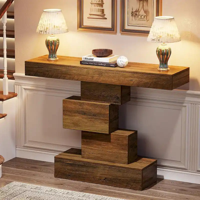 Console/table basse de style ferme en bois de 42,5 pouces pour entrée/couloir