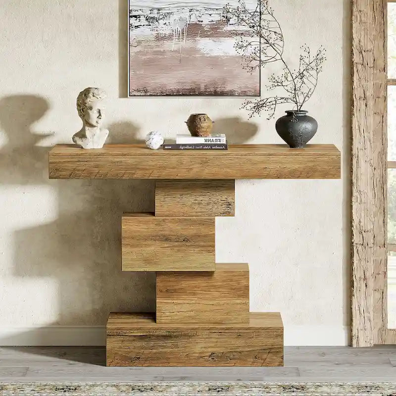 Console/table basse de style ferme en bois de 42,5 pouces pour entrée/couloir