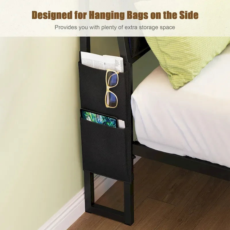 Lit plateforme Queen Size avec tête de lit inclinée et éclairage LED