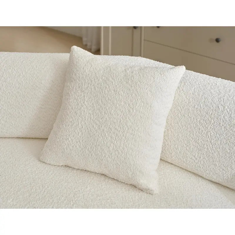 Canapé d'angle modulaire en forme de L, 3 pièces, revêtement bouclé blanc surdimensionné, combinaison libre, aucun assemblage requis