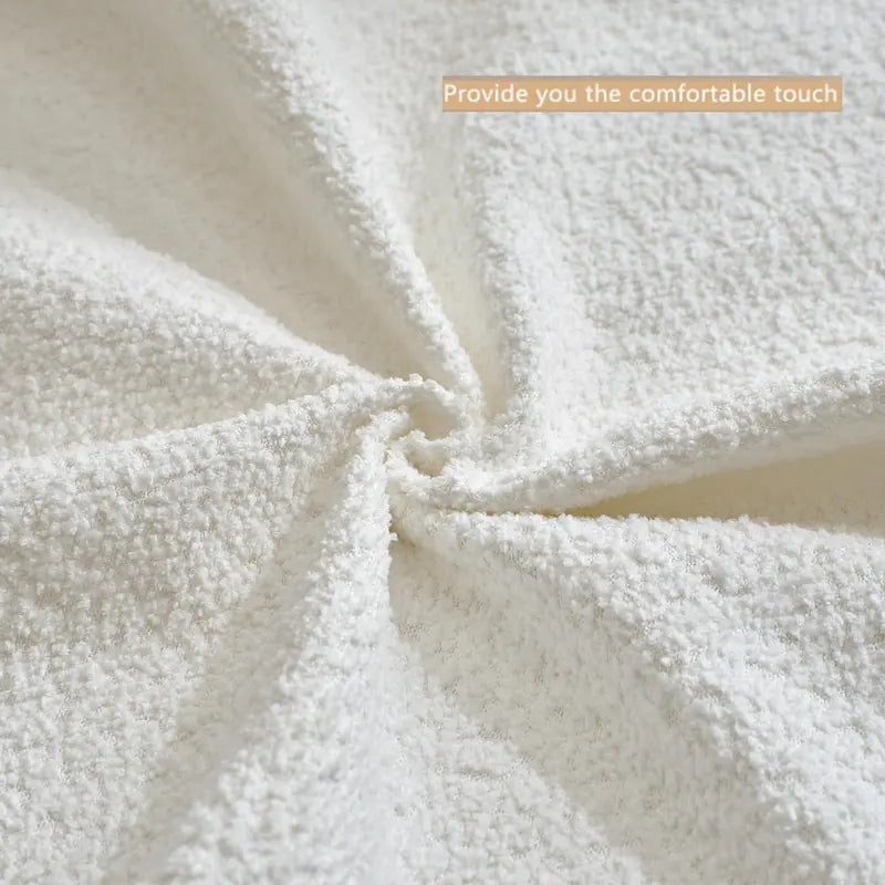 Canapé d'angle modulaire en forme de L, 3 pièces, revêtement bouclé blanc surdimensionné, combinaison libre, aucun assemblage requis