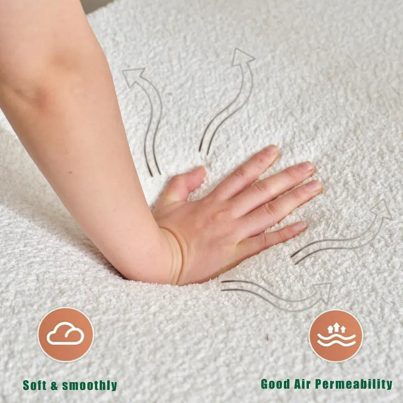 Canapé d'angle modulaire en forme de L, 3 pièces, revêtement bouclé blanc surdimensionné, combinaison libre, aucun assemblage requis