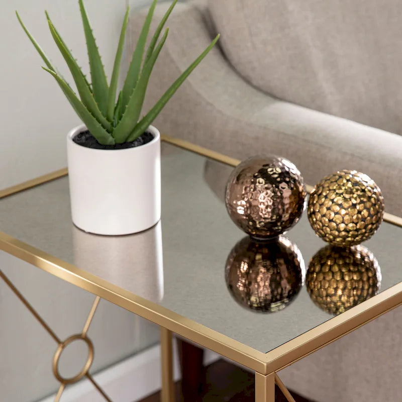 Table d'appoint SEI Furniture Lanfranco en métal doré de style transitionnel