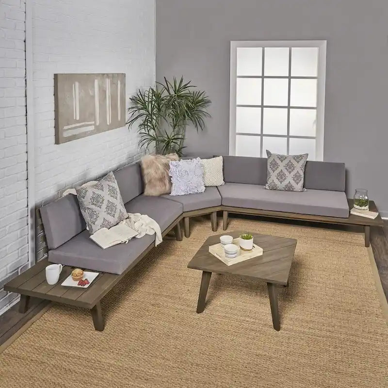 Ensemble de canapés d'angle minimalistes en bois en forme de V, 4 pièces, par Christopher Knight Home