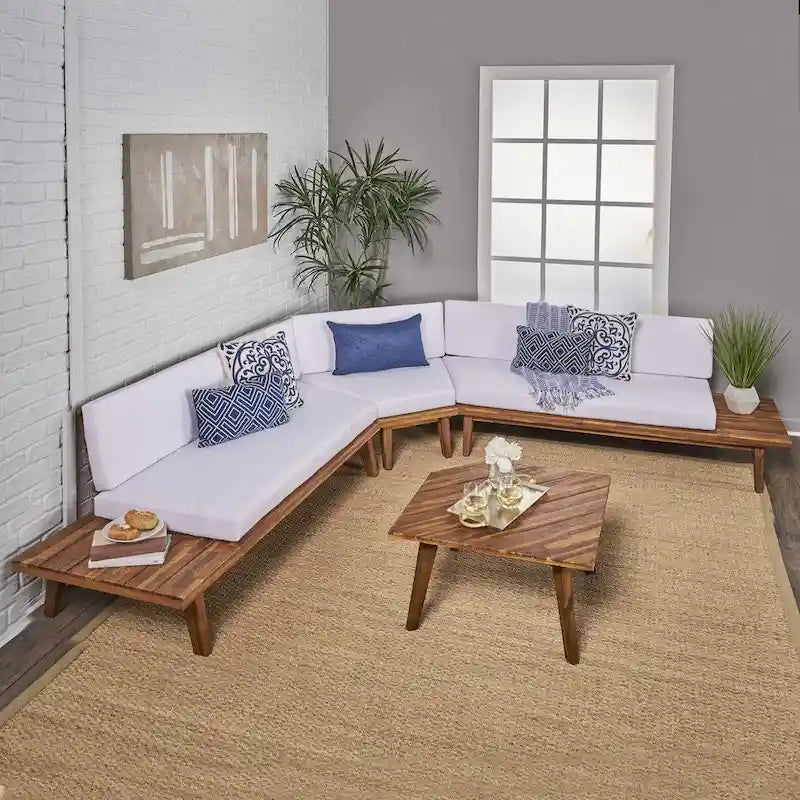 Ensemble de canapés d'angle minimalistes en bois en forme de V, 4 pièces, par Christopher Knight Home