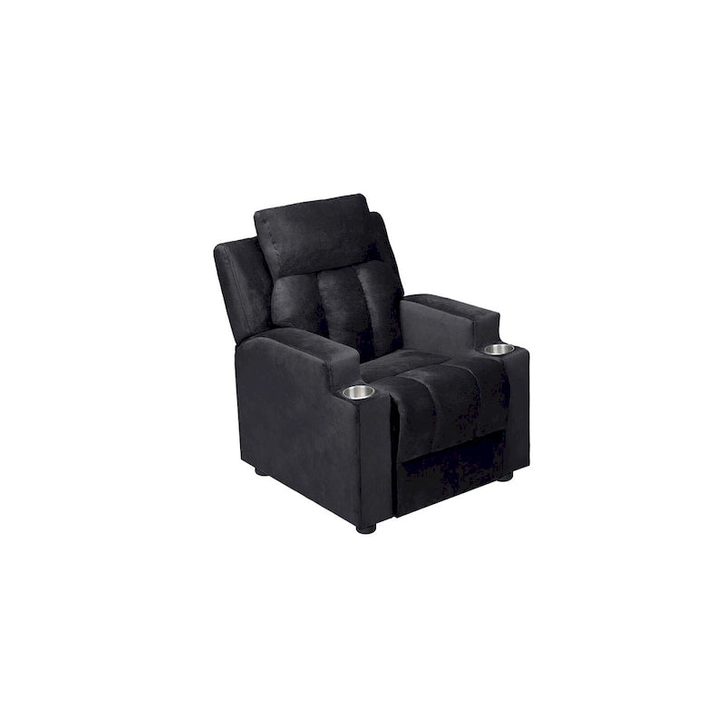 Fauteuil inclinable de luxe pour enfants avec repose-pieds, appui-tête et 2 porte-gobelets. Fauteuil inclinable en microfibre pour enfants de 3 ans et plus.