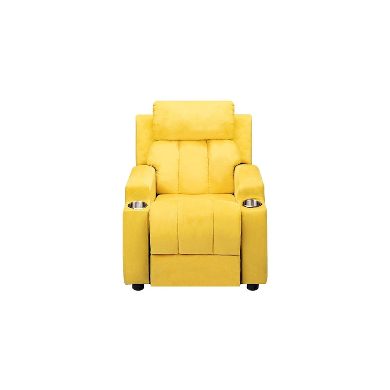 Fauteuil inclinable de luxe pour enfants avec repose-pieds, appui-tête et 2 porte-gobelets. Fauteuil inclinable en microfibre pour enfants de 3 ans et plus.