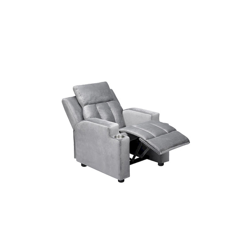 Fauteuil inclinable de luxe pour enfants avec repose-pieds, appui-tête et 2 porte-gobelets. Fauteuil inclinable en microfibre pour enfants de 3 ans et plus.