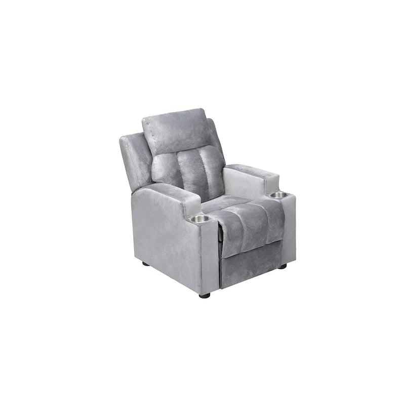 Fauteuil inclinable de luxe pour enfants avec repose-pieds, appui-tête et 2 porte-gobelets. Fauteuil inclinable en microfibre pour enfants de 3 ans et plus.