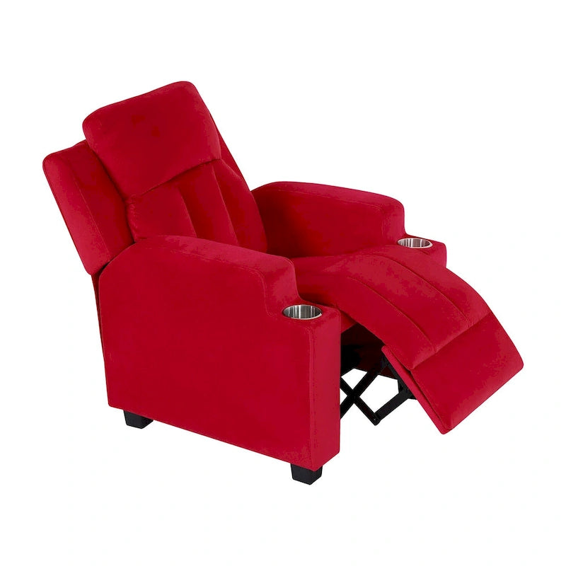 Fauteuil inclinable de luxe pour enfants avec repose-pieds, appui-tête et 2 porte-gobelets. Fauteuil inclinable en microfibre pour enfants de 3 ans et plus.