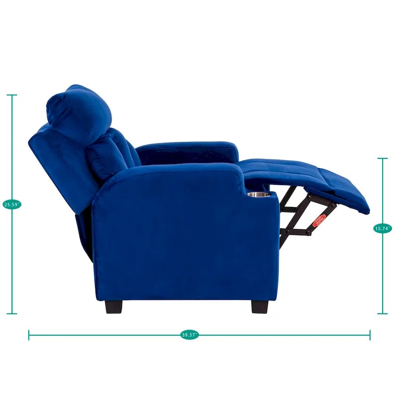 Fauteuil inclinable de luxe pour enfants avec repose-pieds, appui-tête et 2 porte-gobelets. Fauteuil inclinable en microfibre pour enfants de 3 ans et plus.