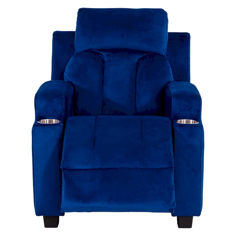 Fauteuil inclinable de luxe pour enfants avec repose-pieds, appui-tête et 2 porte-gobelets. Fauteuil inclinable en microfibre pour enfants de 3 ans et plus.