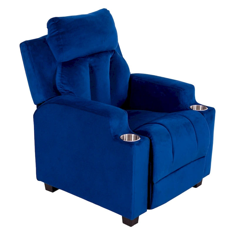 Fauteuil inclinable de luxe pour enfants avec repose-pieds, appui-tête et 2 porte-gobelets. Fauteuil inclinable en microfibre pour enfants de 3 ans et plus.