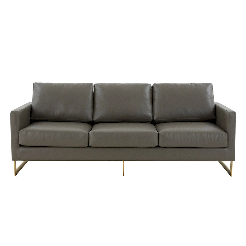 Canapé moderne en cuir rembourré LeisureMod Lincoln avec structure dorée - 83