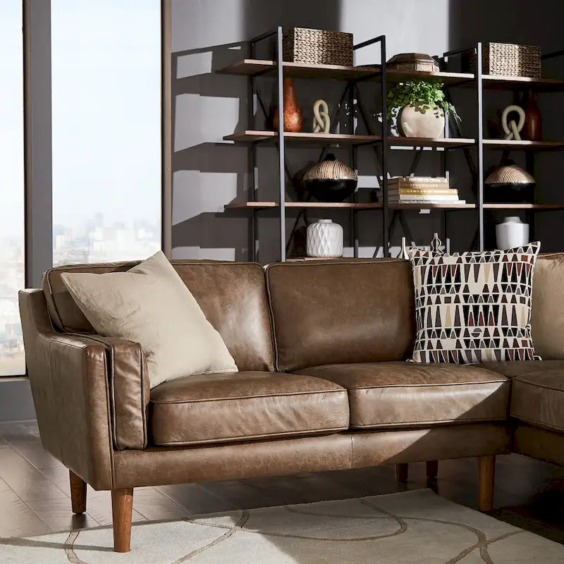 Canapé d'angle Darius Tan Oxford en cuir par iNSPIRE Q Modern