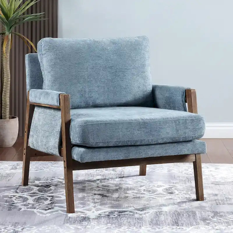 Fauteuil de loisirs d'appoint 30 W en chenille, style moderne du milieu du siècle