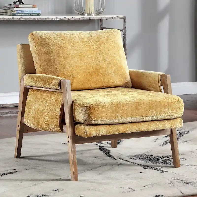 Fauteuil de loisirs d'appoint 30 W en chenille, style moderne du milieu du siècle