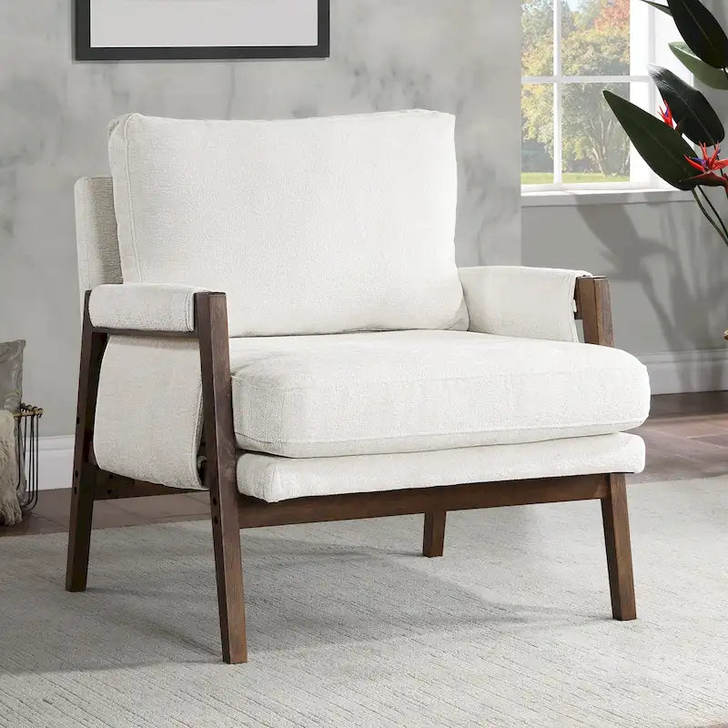Fauteuil de loisirs d'appoint 30 W en chenille, style moderne du milieu du siècle