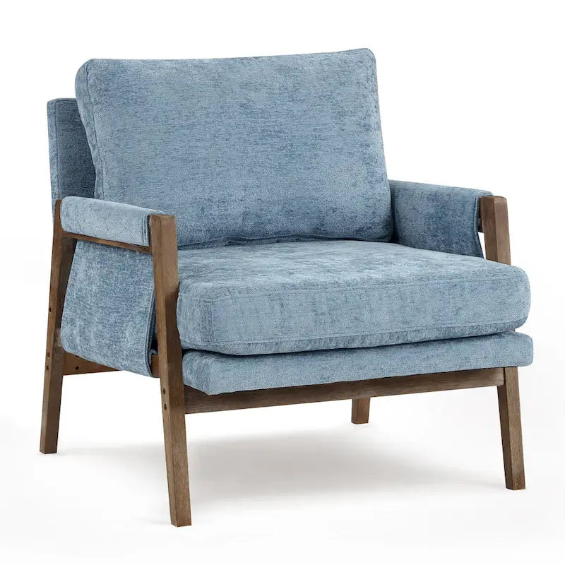 Fauteuil de loisirs d'appoint 30 W en chenille, style moderne du milieu du siècle