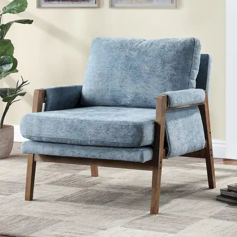 Fauteuil de loisirs d'appoint 30 W en chenille, style moderne du milieu du siècle