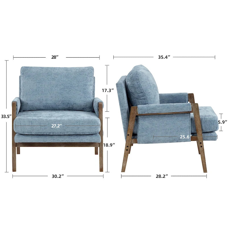 Fauteuil de loisirs d'appoint 30 W en chenille, style moderne du milieu du siècle