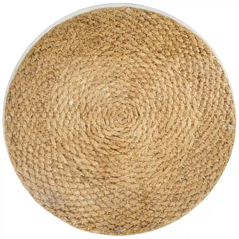 Table basse ou table d'appoint conique en rotin et jonc de mer tressés à la main, plateau en verre, marron, Roche River Decor