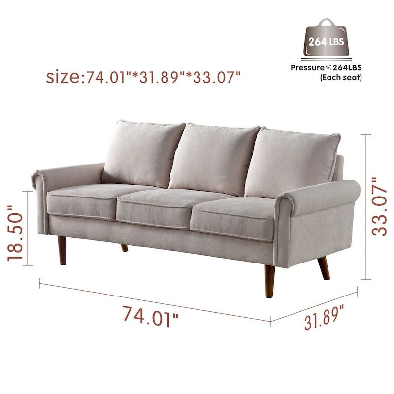 Canapé OVIOS rembourré style milieu du siècle