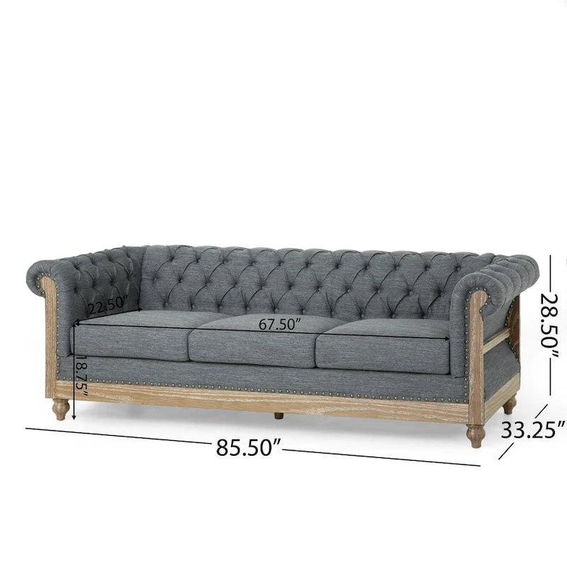 Canapé Chesterfield Saragus avec garniture cloutée par Christopher Knight Home - 85,50 L x 33,25 l x 28,50 H
