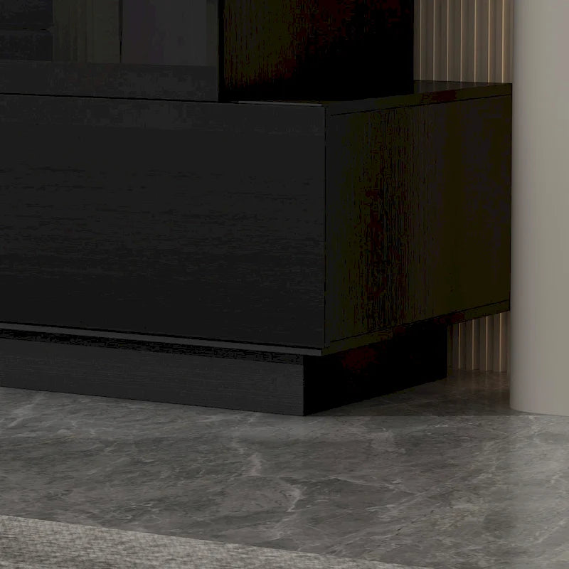 Commode six tiroirs à finition brillante et design décalé (noir/blanc)