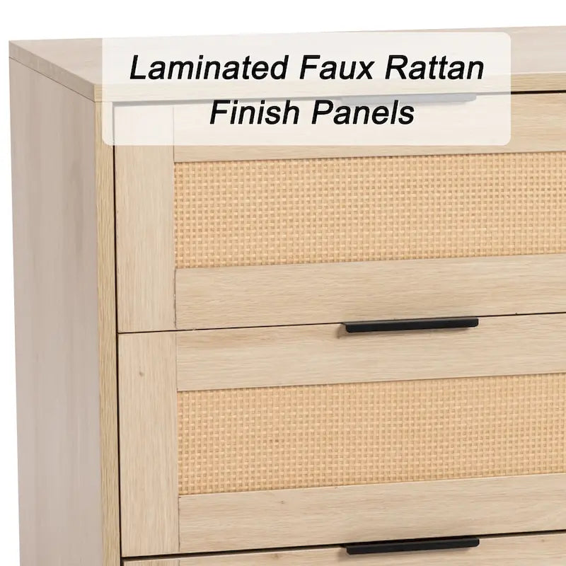 Commode à 9 tiroirs, tour de rangement pour chambre à coucher, style rotin