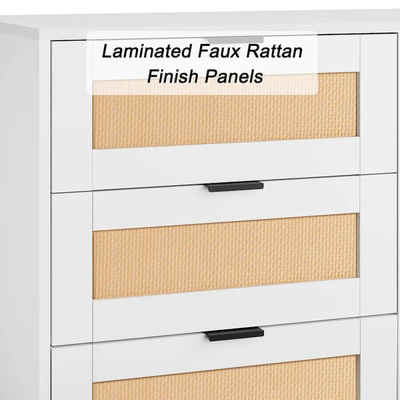 Commode à 9 tiroirs, tour de rangement pour chambre à coucher, style rotin