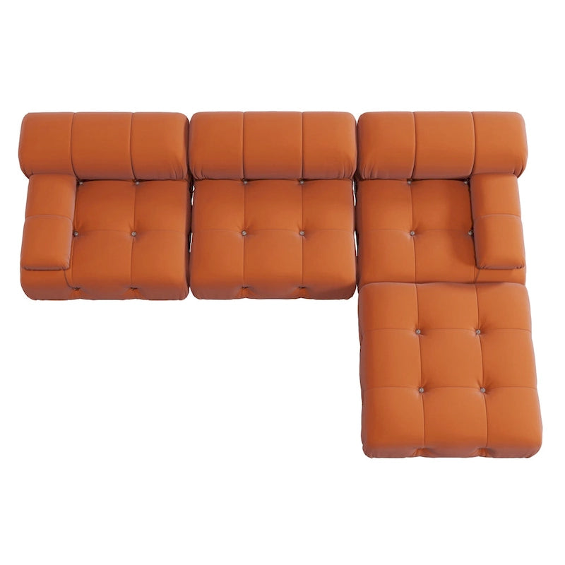 Canapé modulable réversible en velours de 104 cm de large avec méridienne et pouf